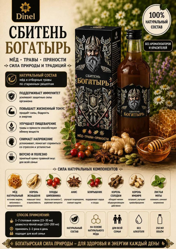 №3 Сбитень Богатырь, 250мл  в Россоши