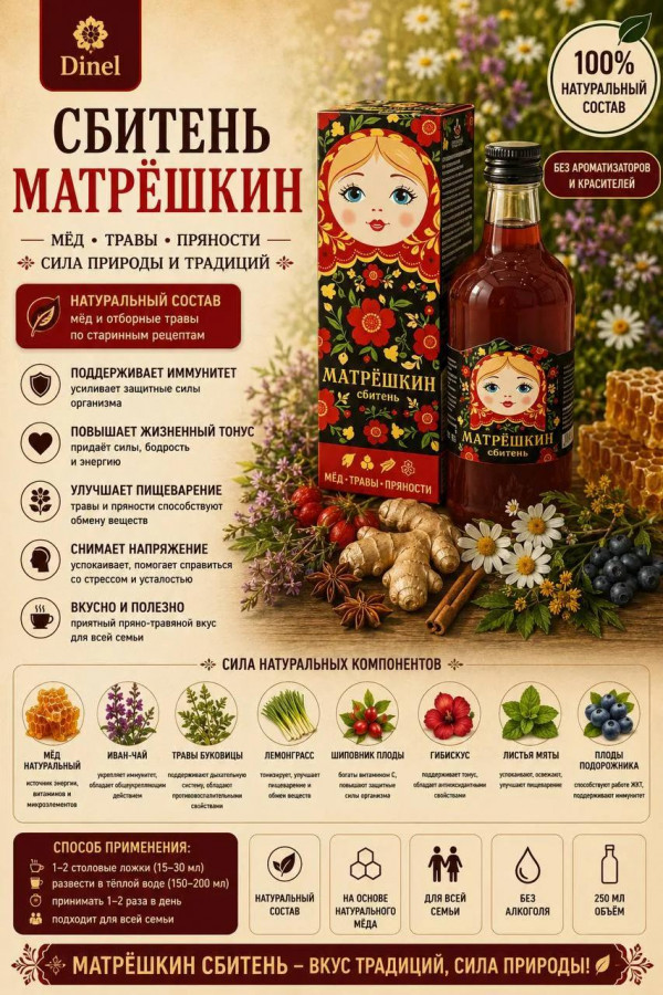 №3 Сбитень Матрёшкин, 250мл  в Россоши