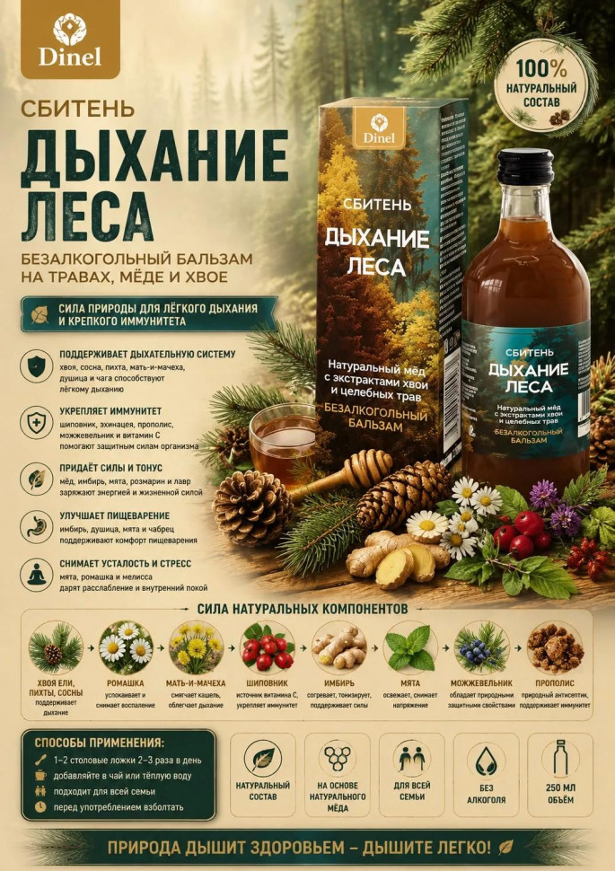  Сбитень Дыхание леса, 250мл  в Россоши